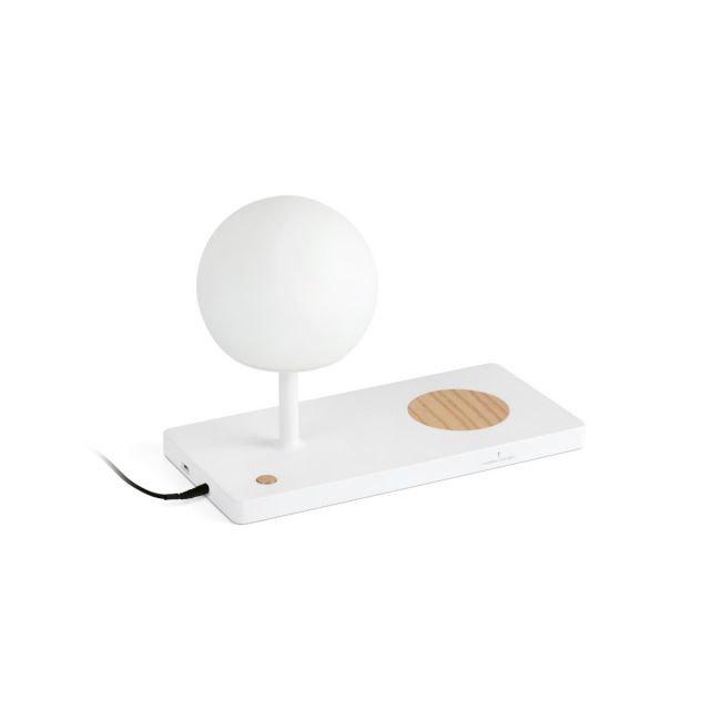 Faro Niko tafellamp - wit - 3-step dim - wireless telefoonoplader